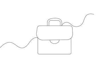 Obraz premium Minimalist one line briefcase drawing continuous line vector outline illustration 