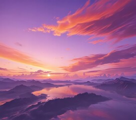 Obraz premium Abstract swirling sky, sunset hues of purple, pink, and orange Enchanting horizon , fantasy, design