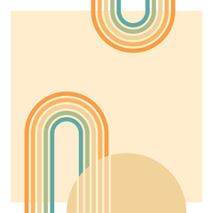 Abstract background of rainbow groovy Wavy Line design in 1970s Hippie Retro style. Vector pattern ready to use for cloth, textile, wrap and other.