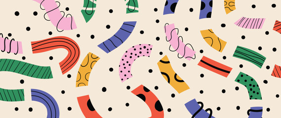 Kids and children background vector. Fun Childish hand drawn doodle design. Playful cartoon design for packaging design, wallpaper and print. © TWINS DESIGN STUDIO