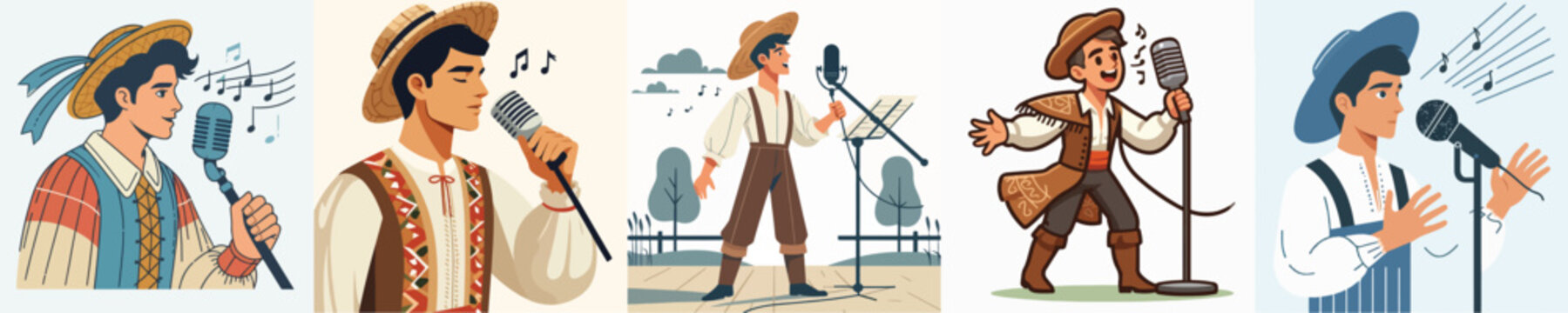 vector of farmer singing using microphone