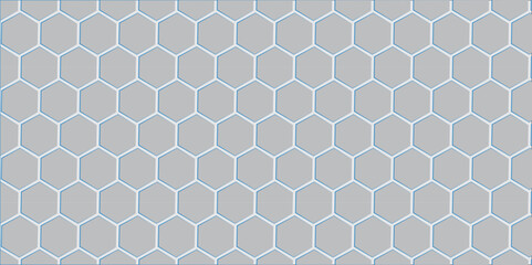Seamless hexagonal pattern with honeycomb texture as a grey geometric design element on a metal backdrop