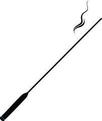 incense stick with smoke trail on white background 