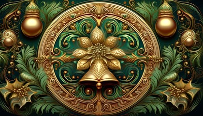 Fototapeta premium golden bell on a wall