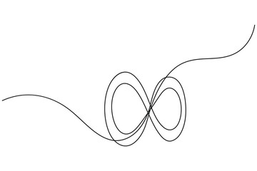 Infinity symbol continuous one line drawing and minimalist style isolate outline vector icon