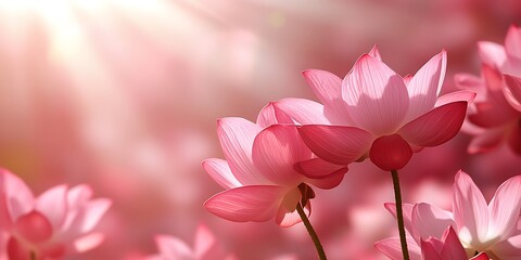 Obraz premium Pink Lotus Blossoms in Sunlight