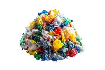 pile of plastic waste isolated on transparent background