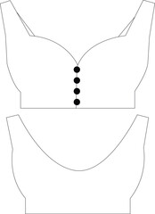 Sweetheart Neck Crop Top Technical Fashion Illustration | Flat Apparel Template CAD | Front and Back Views