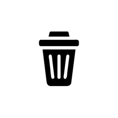 Isolated black trash can with lid design