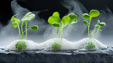 Edible Nanobubbles on Volcanic Rock Plate