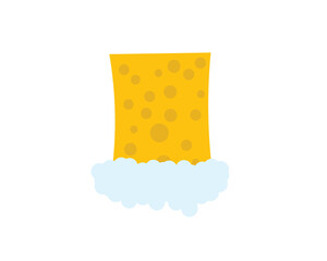Sponge with foam bubbles on a white background