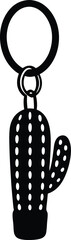mini cactus keychain on white background 