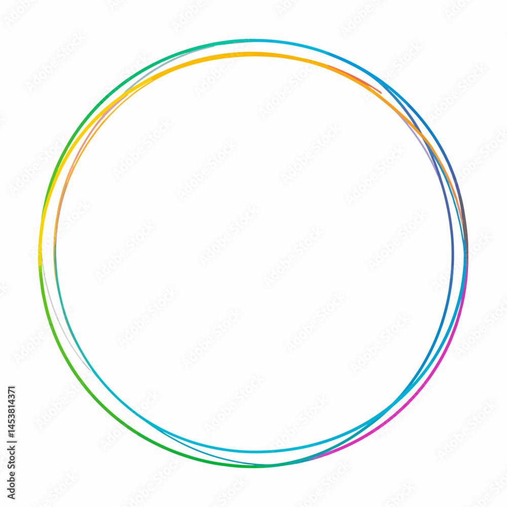 Poster Abstract multicolored circular frame with overlapping lines great for design projects and illustrations symbolizing unity and connection on a white background