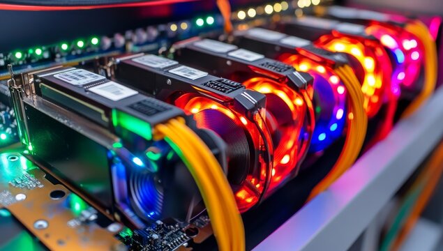 Graphics Cards and Fans in Bitcoin Mining Facility