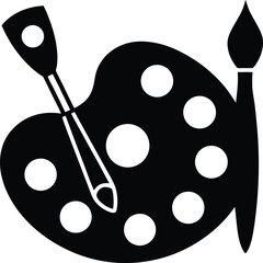 paint palette with brushes on white background 