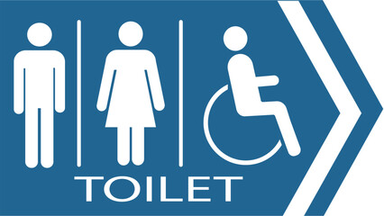 Restroom sign. Toilet sign with lady, man and handicapped symbols, vector illustration.