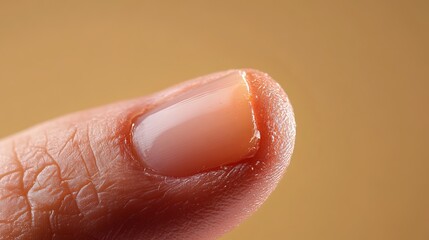 Fototapeta premium Closeup view of a fingertip showing detailed skin texture and a pale nail dry body part hand high