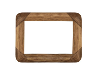 Wooden rectangular picture frame with simple design isolated on white background