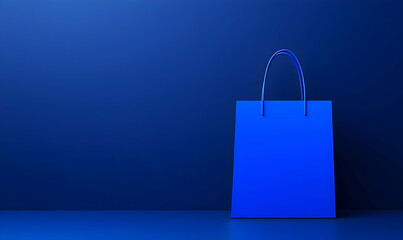 Vibrant Blue Shopping Bag on Blue Background for Promotional Use