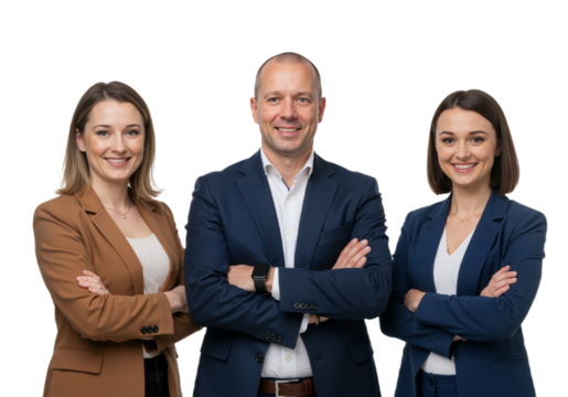 Confident business team isolated on transparent background PNG