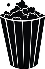 popcorn bucket with spilled popcorn on white 