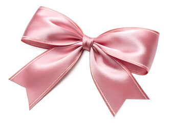 Naklejka premium Delicate pink satin bow graceful ribbon festive decoration on black background