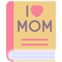 Book With I Love U Text Vector Icon, Flat Style Isolated Vector Icon.