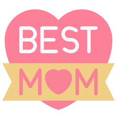 Mother's Day, Best Mom Vector Icon, Flat Style Isolated Vector Icon.