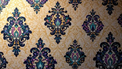 Subtle paisley damask, muted tones, elegant textile , surface pattern, pattern