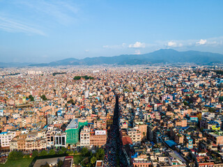 The aerial view valley in Kathmandu, Nepal.
