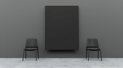 Modern Minimalist Interior with Two Chairs and Blank Wall Canvas