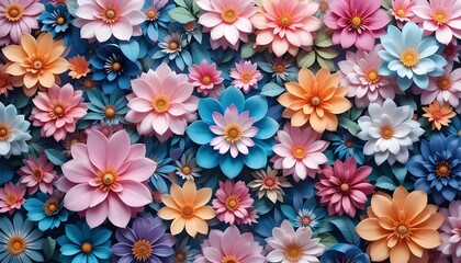 Beautiful 3D Luxury Floral Seamless Pattern Background Colorful 3D Abstraction Wallpaper for Interior Mural Wall Art