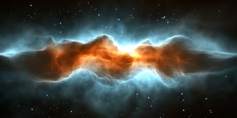 Fototapeta premium Vibrant cosmic nebula cloud with stunning colors, beautiful space background for astronomy designs