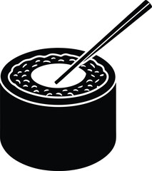 sushi roll with chopsticks on white background  .eps