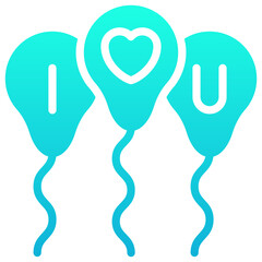 Balloons With I Love U Text Vector Icon, Silhouette Gradient Style Isolated Vector Icon.  © Vector Bazar