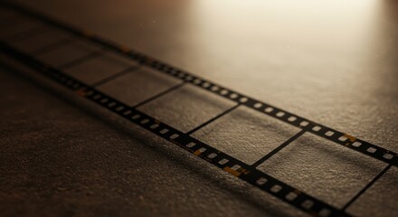 Close-up of a strip of 35mm film with sprocket holes
