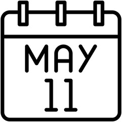 11 May Mother's Day Calendar Vector Icon, Lineal Style Isolated Vector Icon.