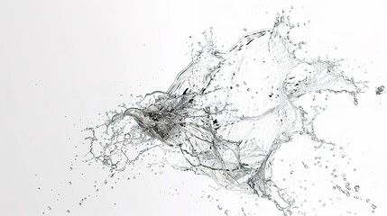 Fototapeta premium Fresh and dynamic water splash in isolation on a clean white background created by generative AI. The splash showcases the beauty and energy of water, with droplets flying in different directions. 