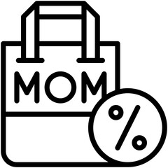 Mother's Day Discount Shopping Bag Vector Icon, Lineal Style Isolated Vector Icon.