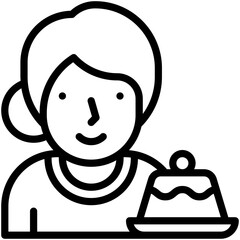 Birthday Girl Avatar Vector Icon, Lineal Style Isolated Vector Icon.