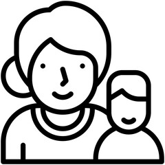 Mother And Son Avatar Icon, Lineal Style Isolated Vector Icon.