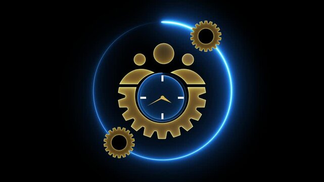 Business efficiency concept on black background. Glowing neon line of efficiency icon isolated on transparent background. Motion graphics of efficiency icon.4k video.