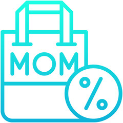 Mother's Day Discount Shopping Bag Vector Icon, Lineal Gradient Style Isolated Vector Icon.