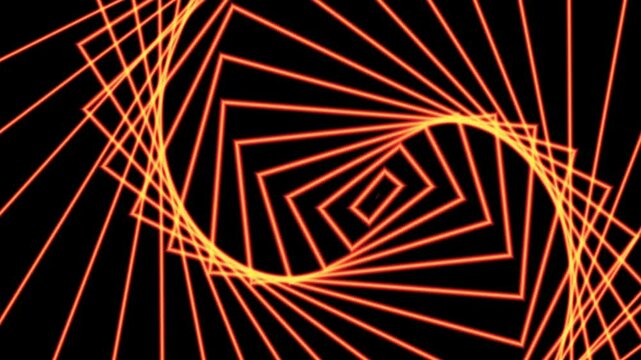 Glowing Neon Square Tunnel Illusion