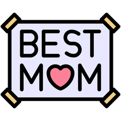 Best Mom Sticker Vector Icon, Lineal Gradient Style Isolated Vector Icon.