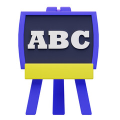 Colorful Blackboard with ABC Letters Education Learning Concept 3D Render Illustration Isolated
