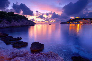 Serene Coastal Sunset over Mediterranean Cliffs