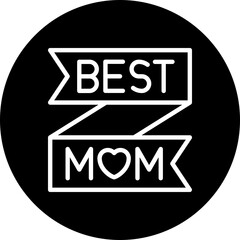 Best Mom text on Ribbon Vector Icon, Circular Style Isolated Vector Icon.