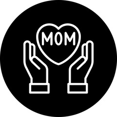 Mother's Day Caring Hand Vector Icon, Circular Style Isolated Vector Icon.