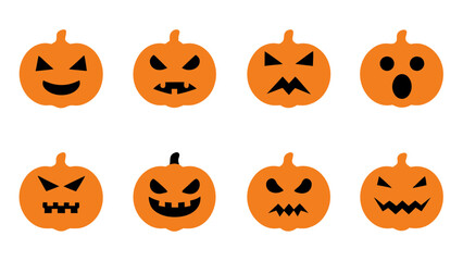 set of pumpkins vector on tranparent background